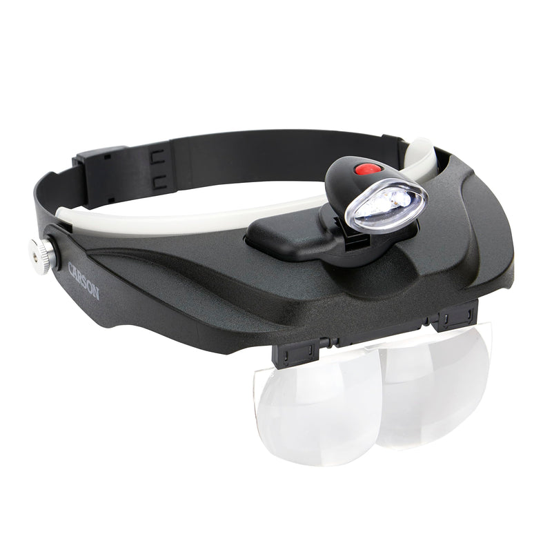 Carson Pro Series MagniVisor Deluxe Head-Worn LED Lighted Magnifier with 4 Different Lenses (1.5x, 2x, 2.5x, 3x) (CP-60)