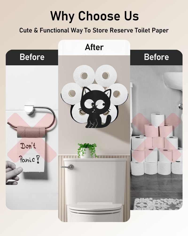 Cat Toilet Paper Holder for Extra 8 Rolls, Unique Decorative Toilet Paper Storage Wall Mounted, Farmhouse Bathroom Animal Decor Accessoris Storage Cabinet