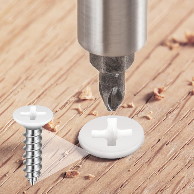 150PCS White Head Screws #6 White Screws 2”,1-1/2”,1-1/4”,1”,3/4”,1/2” Size White Wood Screws Assortment Kit for Shutters,Book Shelf,Wall Plate,Shiplap,Blank Plates Silver