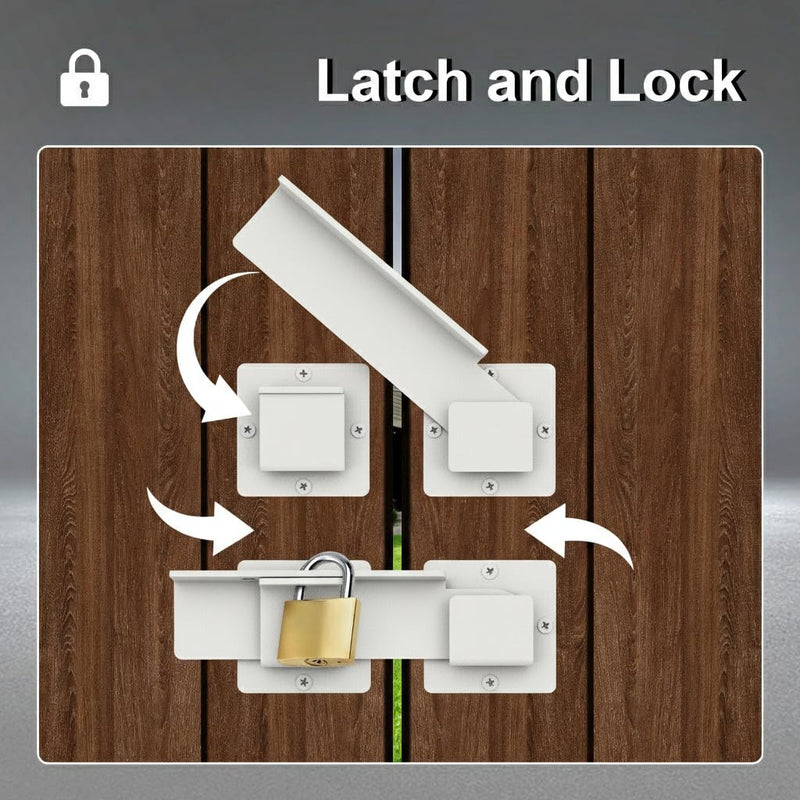9 inch Flip Gate Latch Lock with Padlock Hole, 4mm Aluminum Anti-Rust Alloy Door Latch for Outdoor Wooden Fence, Sliding and Swing Open Door,Wooden Fence, Barn Door, Shed,Yard,Screws,White (9”) 9”