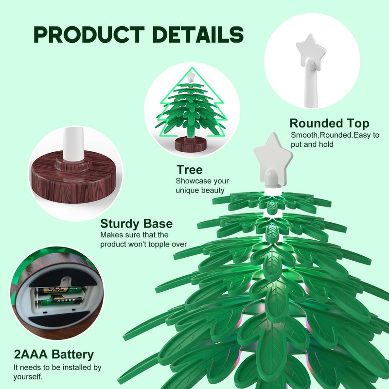 Christmas Silicone Tree Trivets with LED-6 Heat Resistant Pot Holders, Food Grade Silicone with Unfold Structure Pot Mat Non-Slip Suitable for Hot Pots, Pans, Dishes, Drinks (not Including Battery)