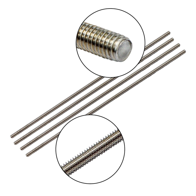 Aiwaiufu 1/4"-28 Stainless Steel Threaded Rods, 12Inch Fully All Threaded Rods (Pack of 4) 1/4''-28