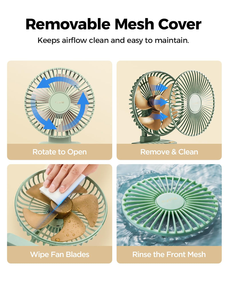 Funme Desk Fan, 10000mAh Rechargeable Table Fan with 29H Max Runtime, 3 Speeds, 90° Adjustable Tilt, Quiet Personal Desk Fan, Portable Desktop Fan forHome Office Bedroom Kitchen, Green Flagship Model