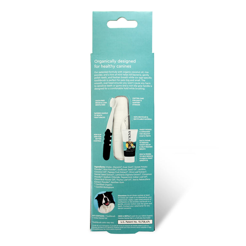 RADIUS USDA Organic Dental Solutions Adult Kit 2 Units, Includes 1 Dog Toothbrush & 1 0.8oz Toothpaste, Firm Bristle & Non Toxic Toothpaste for Dogs, Designed to Clean Teeth, Xylitol Free Adult - Pack of 2