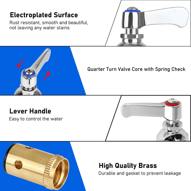 Handle Stem Assembly Hot & Cold Fits for T&S Brass Faucets Replace 002713-40 002714-40, Spindle Assembly Cartridge Faucet Valve Replacement Part