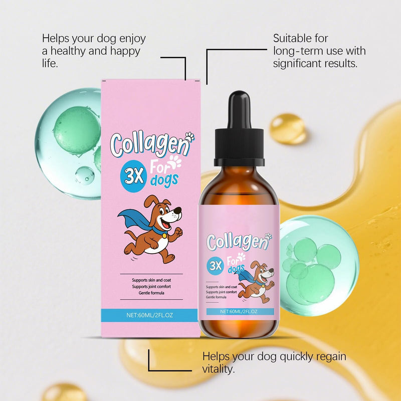 Bloom Collagen for Dogs, Bloom Triple Collagen for Dogs, Gentle Formula, Supports Skin and Coat, Joint Comfort, 60ml (2pcs) 2pcs
