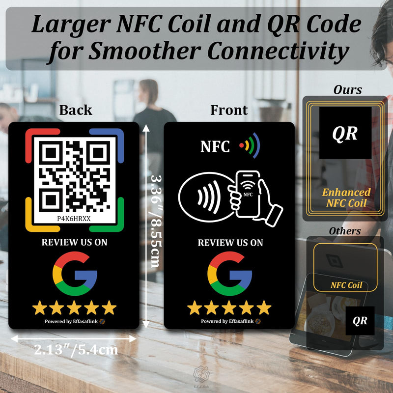 Google Review PVC Card, Google Review Tap Tag, Google Review Sign, Boost Customer Reviews, Tap NFC & Scan QR Code, for iPhone & Android, One-time Purchase for Lifetime Use (Black-1 Card) Black-1 Card