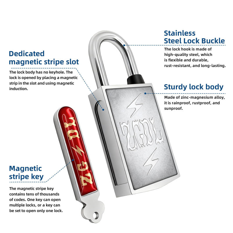 Keyless Hole Magnetic Padlock， 30mm Outdoor Weatherproof Lock， Waterproof Rust Proof Anti-Pry Combination Lock for Gates， Sheds， Toolbox， Fence， Cabinets & Storage