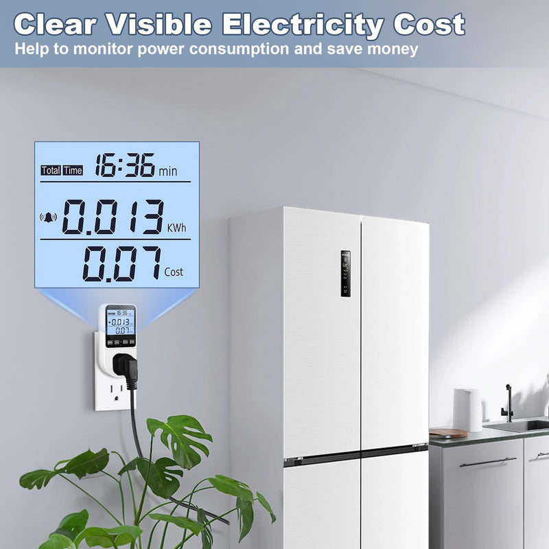 2 Pack Upgraded Watt Meter, Power Meter Plug Electricity Usage Monitor, Home Energy Monitor Consumption, Meter Sockets with Backlight, Overload Protection, 8 Modes Display 2 Pack