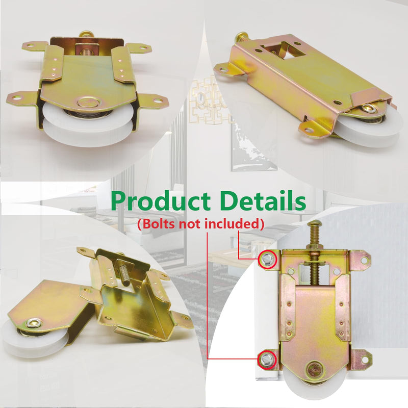 Sliding Mirror Closet Door Rollers Replacement Hardware Fits Contractors Part #W8020C Wardrobe Doors Wheels, 2-1/2" Vertical H.C., 1-1/2" Nylon Concaved Ball Bearing Wheel, 4 Pack ‎2-1/2" H.C.- 4Pack