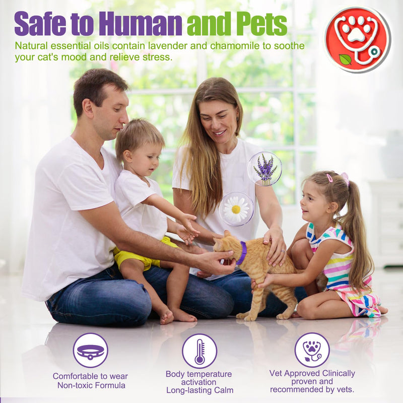 Calming Collar for Cats | Calming Cat Collars Adjustable Soother Anxiety Relief & Stress | Comfort Cat Calm Collars Water Resistant | Pheromone Collar for Cats Rapid Effect Lasts 45 Days (Purple) Purple