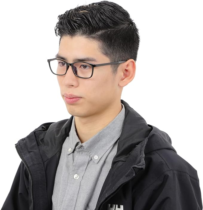 [EVERNEVER AZ Label] Simple and cool square glasses Made of ultra-lightweight & elastic TR-90 Men's (slightly small to normal size) EVAZ-004C1-NS Black - NewNest Australia