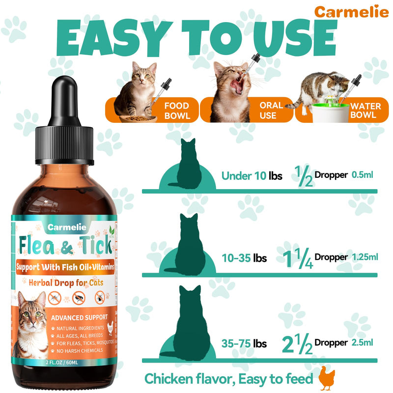 Flea and Tick Support Bundle for Dogs and Cats – Oral Flea Drops for Cats + Flea Chews for Dogs – Natural Flea Prevention for All Breeds & Ages – Chicken Flavor