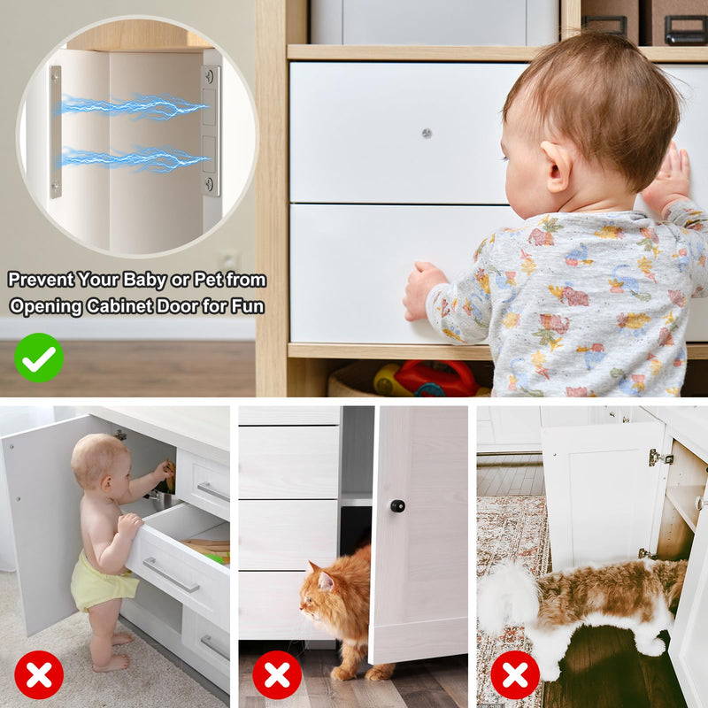 Cabinet Magnet Jiayi Door Catch, 8 Pack Ultra Thin Cabinet Door Magnetic 30 LB Kitchen Drawer Magnets Closures, Door Magnetic Catch Cupboard Double Magnets Latch for Wardrobe Closet Door Closing Sliver