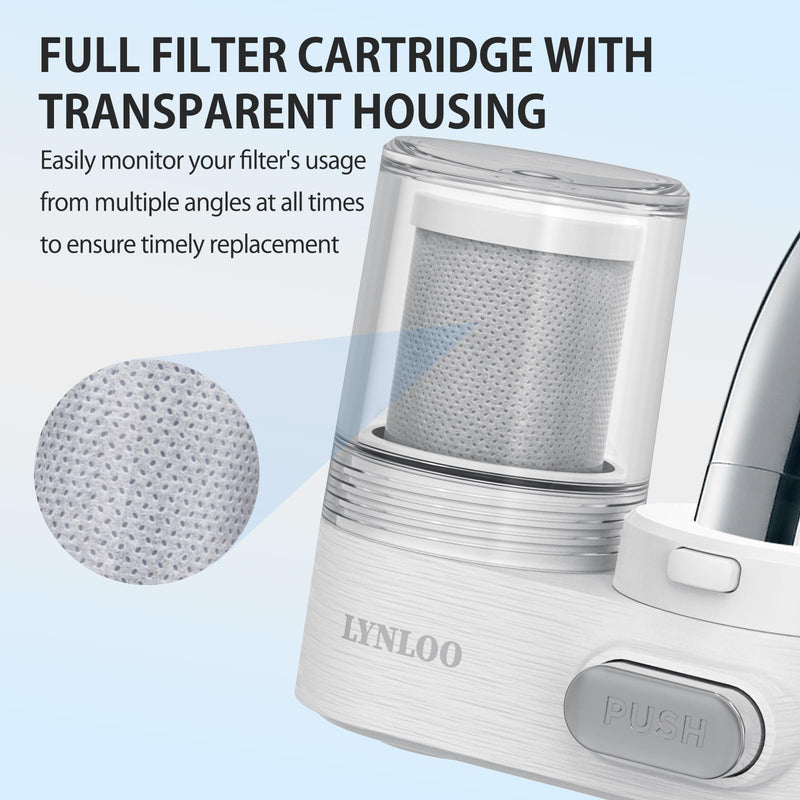 Faucet Filter, Push Button, Dual Spray Modes, Mechanical Switch Button - 350 Gallons Water Purifier for Sink, NSF Certified Reduces Chlorine & Bad Taste with 1 Replacement