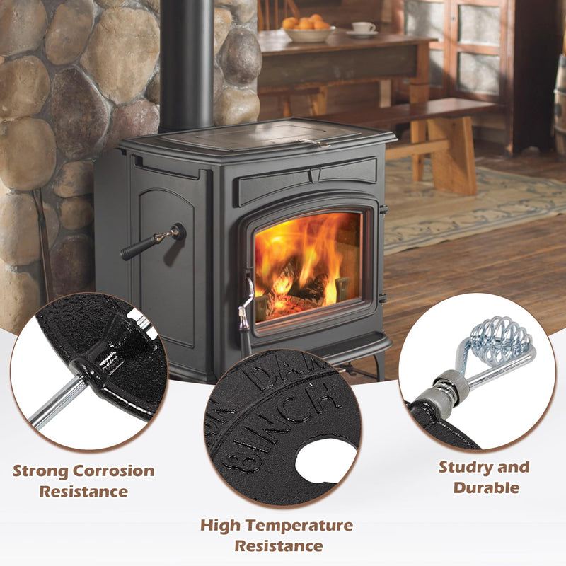 BM0053-A 8" Cast Iron Stove Pipe Damper for Single Wall Black Flue Pipe