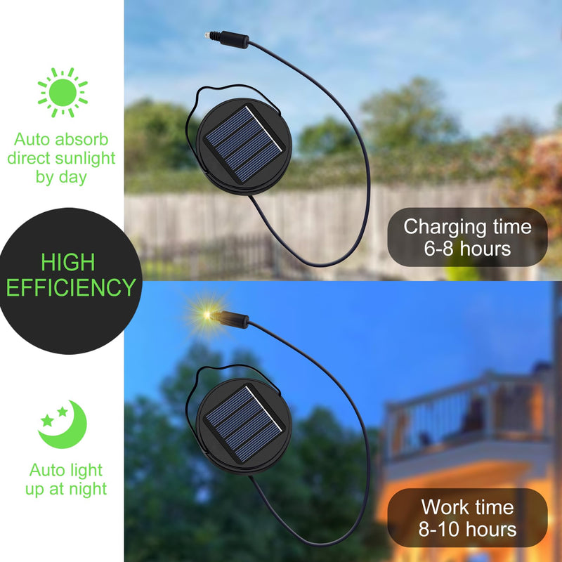 AA 600Mah Solar Light Replacement Top Parts for Solar Outdoor Lantern, Waterproof LED Lights for Yard, Garden, Patio Decor DIY Gifts (1Pack) Black1
