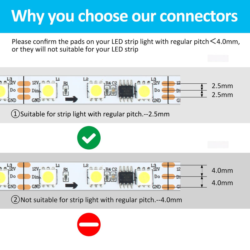 RGBZONE 3 Pin 10mm LED Connector Kit with 32.8ft 3 Pin Extension Cable and 10 Pcs 3 Pin LED Strip to Wire Connectors for 10mm IP20/IP65 SMD 5050 Dream Color LED Strip Light WS2811 WS2812B 3pin 10mm kit