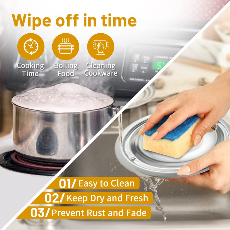 4-Piece Drip Pans Set - Compatible with GE Stoves - Chrome Finish Electric Stove Burner Drip Pans - 2 x 6inch, 2 x 8inch Stove Drip Pans - GE Stove Drip GE/Hotpoint GE-Silver