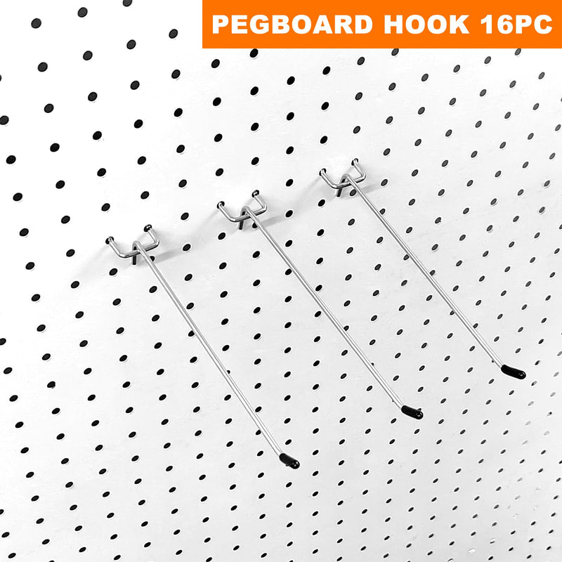 Pegboard Hooks Pegboard Accessories,8 inch,Pegboard Organizer Kit for Garage Organization,Tool Storage,16 Pack 8inch