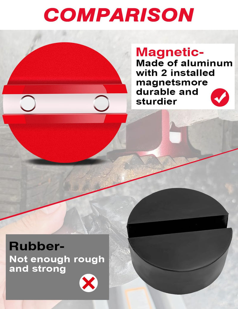Magnetic Jack Pad Aluminum Slotted Pad Pick Universal Pinch Weld Adapter Compatible with Sub-Frame Vehicle Floor Jack- 1pc, Red 1 PACK-Red
