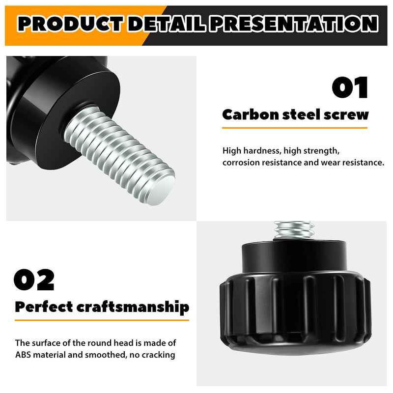 Carbon Steel Threaded Knurled Thumbscrew Screw on Knobs Grips Black Round Clamping Screw, Black (40 Pieces,M4 x 15 mm) 40 M4 x 15 mm - NewNest Australia