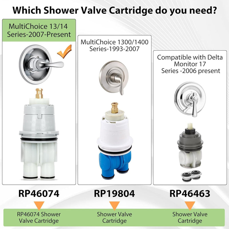 RP46074 Shower Valve Cartridge Assembly Compatible For Shower and Tub 13/14 Series Faucet, Single-handle Universal Repair Assembly, Replacement Monitor Cartridge. RP46074 Shower Cartridge