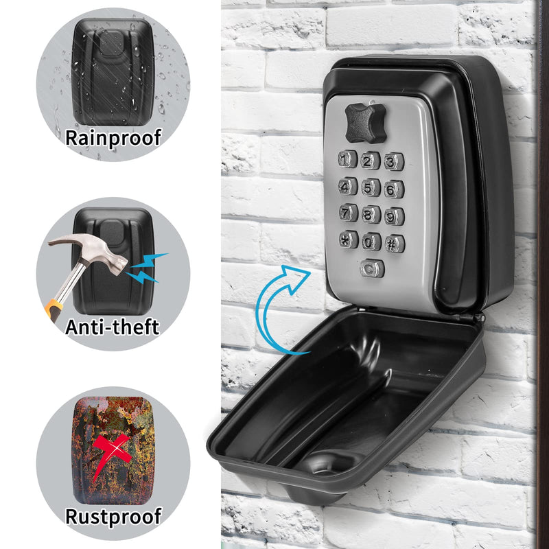 Key Lock Box, Wall Mounted Key Storage Box with 9 Digit Keyboard Resettable Code, Large Capacity, Rustproof Waterproof Security Lock Box for Home, Warehouse, Outdoor Normal - NewNest Australia