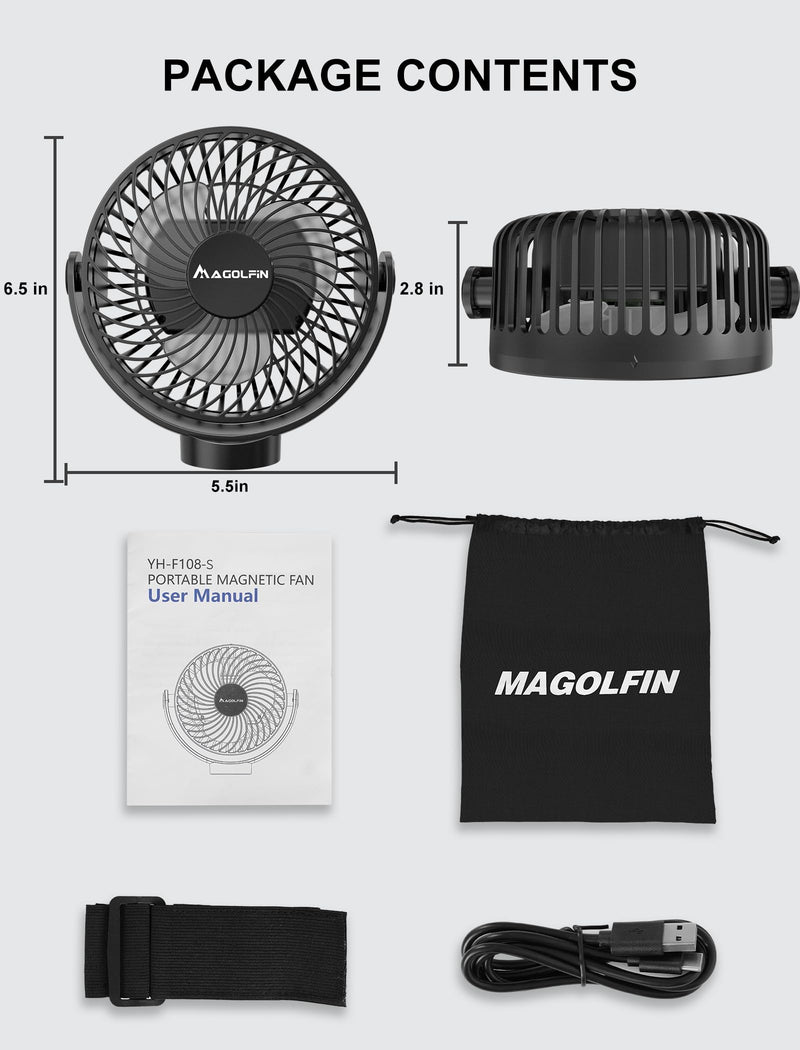 Magnetic Cruise Ship Approved Fan, 12000mAh Battery Operated Travel Fan with 5 Speeds, LED Lantern, Timer, Magnetically Sticks on Cabin Ceilings and Walls, Cruise Essentials 2026 Black