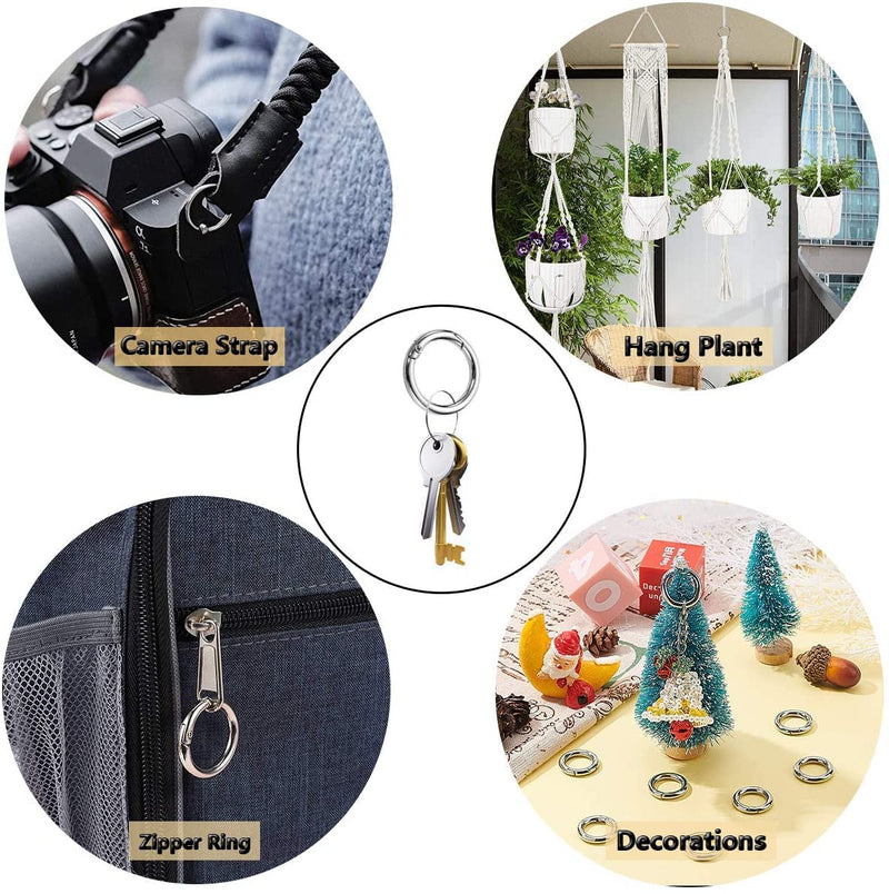 Spring O Rings, Zinc Alloy Round Metal Split Rings Small Clamp Clasp Keyring Buckle for Bag Purse Handbag Strap Craft Od:0.96inch(φ25mm)-16pcs