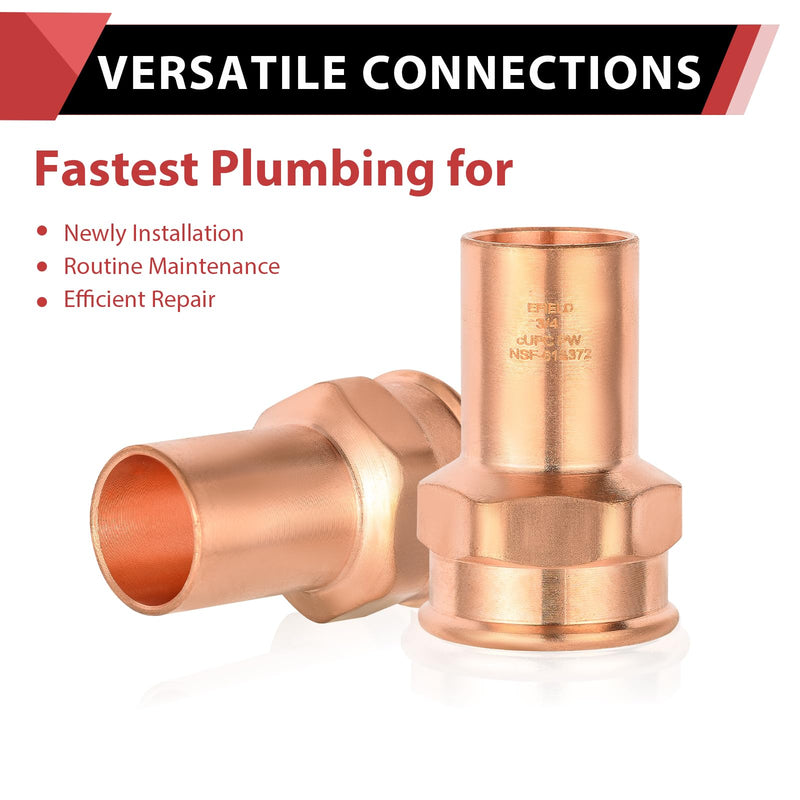 5Pcs EFIELD 3/4"FTG x 3/4"Copper Female NPT Street Adapter(PRESS057-5) 3/4-inch