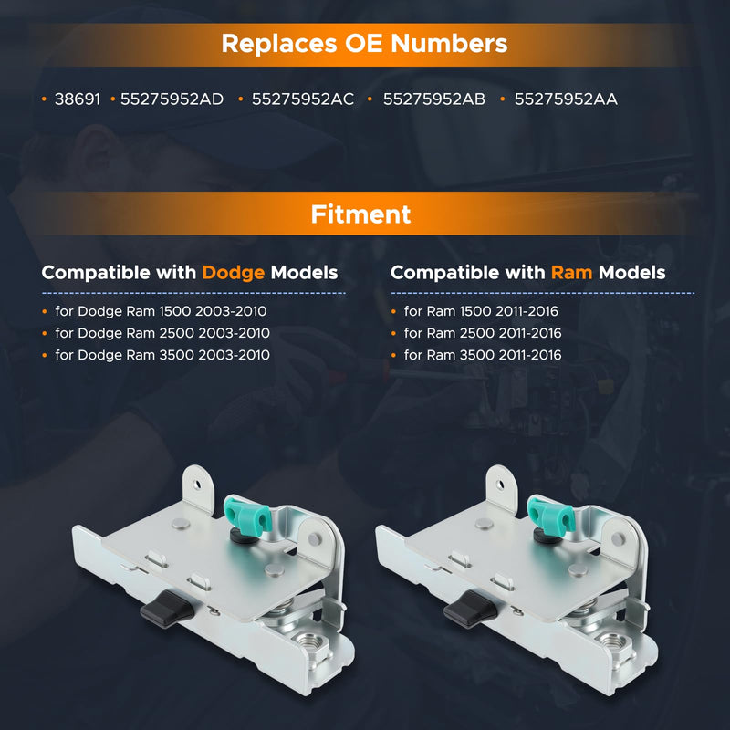 Pair of Left & Right Rear Tailgate Latch for Dodge Ram 1500 2500 3500 2002-2018