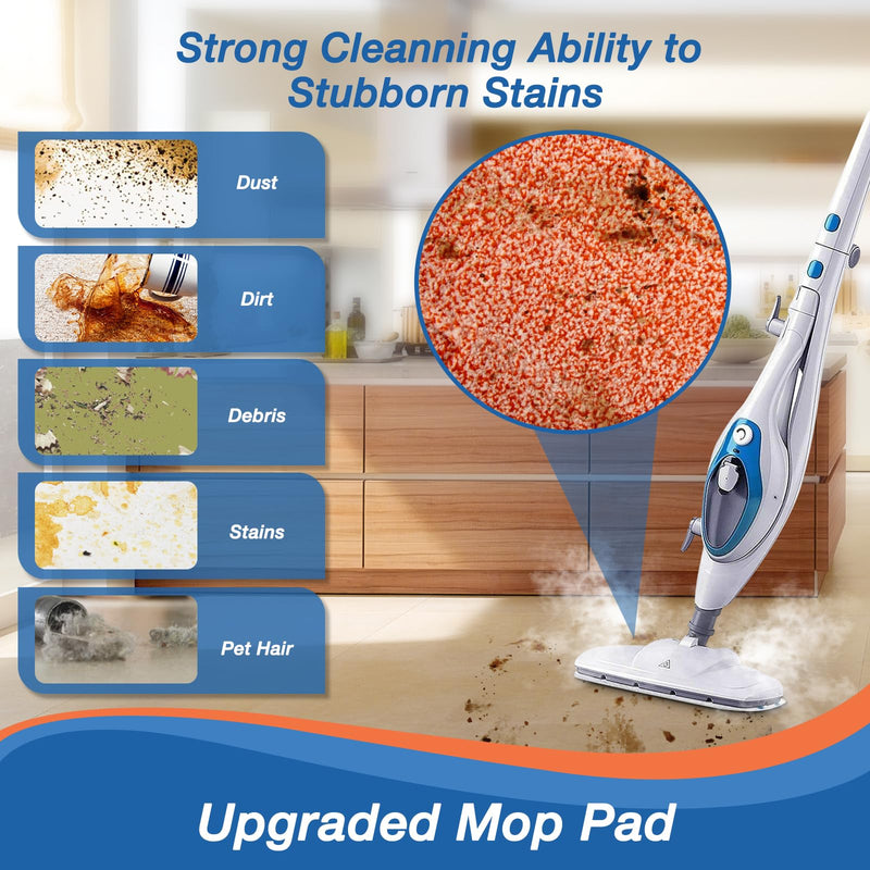 8 Pack Steam Mop Replacement Pads Compatible with PurSteam Steam Mop Cleaner 10-in-1, 4 Upgraded Ultra Cleaning Pads and 4 Microfiber Steamer Washable Reusable Pads Replacement 4+4 Pack - NewNest Australia