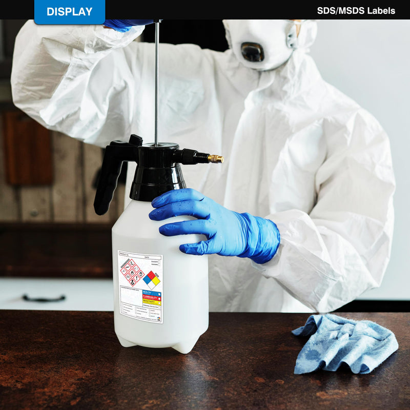 SDS Label Stickers 4 x 3 Inches, Roll of 250 MSDS OSHA Data Stickers with GHS Pictograms & Perforated Edges for Easy Separating | HMIS & Hazard Compliant | Secondary Containers for Chemical Safety SDS/MSDS Stickers