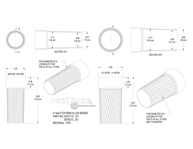 PolyLok 3" Extend & Lok for Effluent Filters