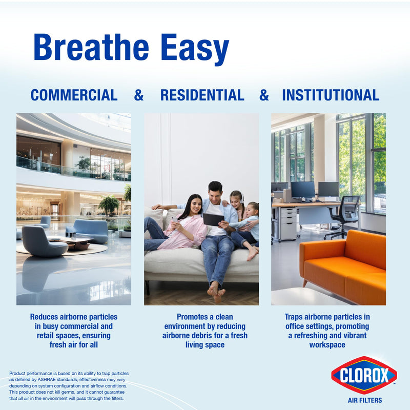 Clorox 12x12x1 Air Filter, MERV 11 Pleated HVAC AC Furnace Air Filters for Dust, Pollen and Pet Dander, MPR 1000 & FPR 7 – Pack of 4 MERV 11 Plus