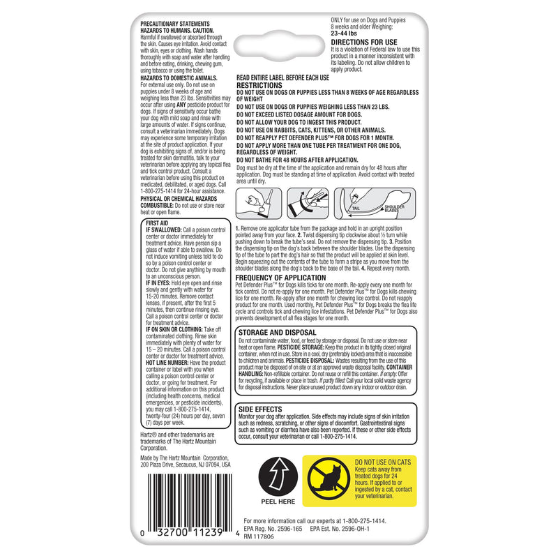 Pet Defender Plus for Dogs & Puppies Flea & Tick Topical, 1 Count, 8 Weeks and Older Weighing 23-44 lbs (Pack of 2) 23-44 lb (Pack of 2)