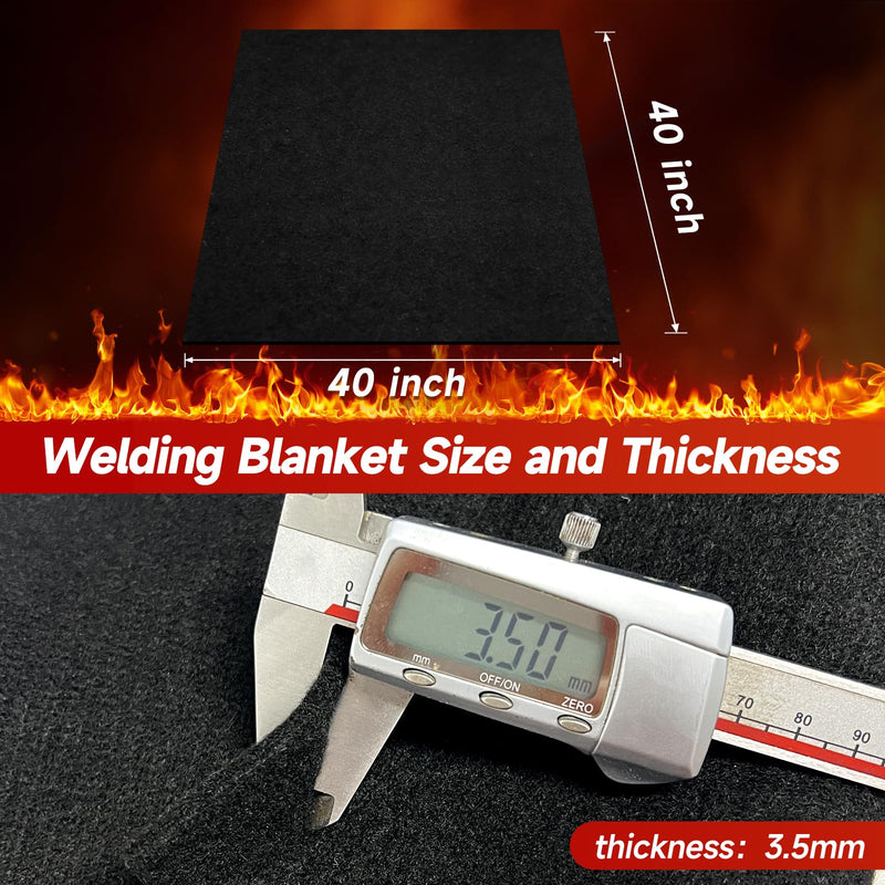Carbon Felt Welding Blanket Fireproof, 40 x 40 Inch Heavy Duty Heat Resistant Mat, 1800°F Flame Retardant Fabric Fire Blanket for Soldering, Plumbers, HVAC Brazing Tools & Grill Shield