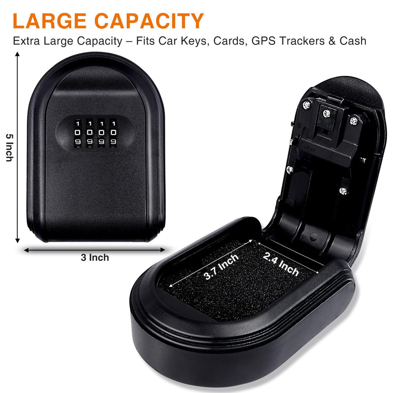 Magnetic Key Box for Under Car with 5 Strong Magnets, Hide a Key Outside with Resettable Combination Lock Box, Waterproof Magnetic Key Holder for Outdoor, Vehicle, Home, or Office Use (1, Black) 1