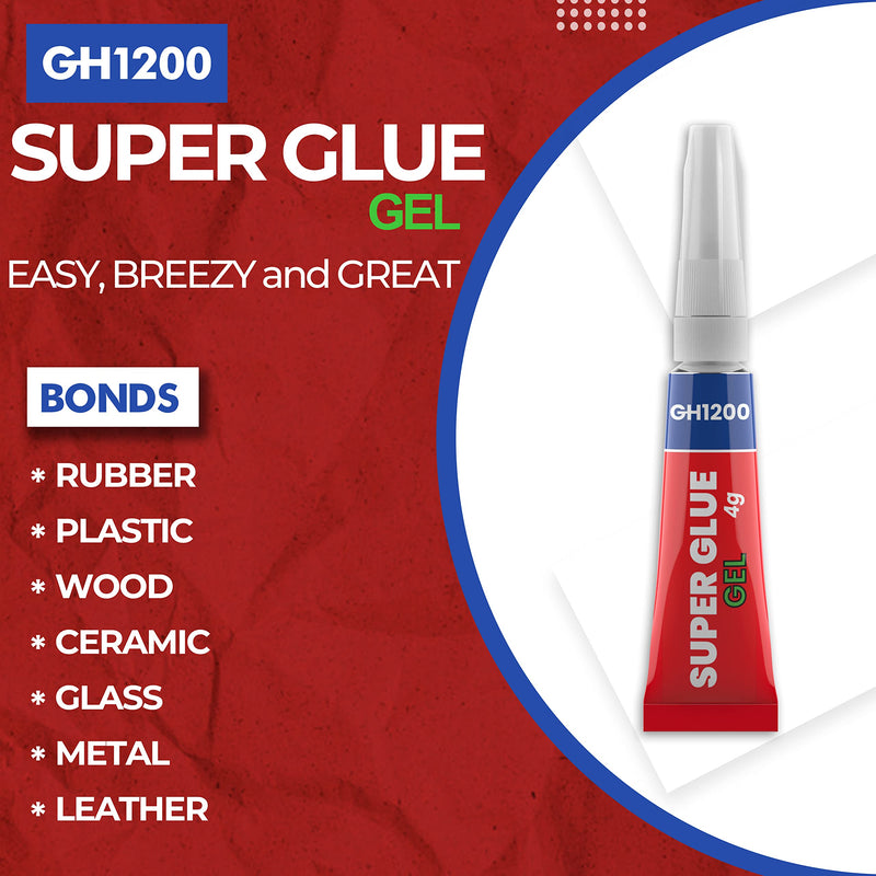 4Gx 5 Value Pack Super Glue Gel All Purpose with Anti Clog Cap. Ca Glue - Strong Adhesive Superglue, Cyanoacrylate Glue for DIY Crafts and Many More 4g x 5 Gel