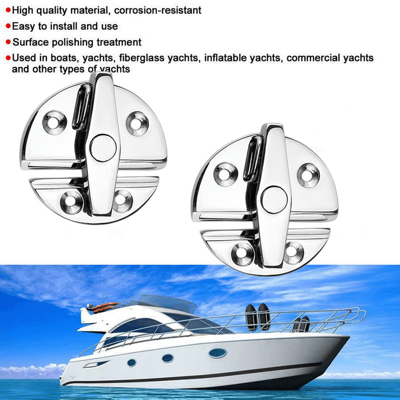 1/2/4 Pack Stainless Steel 316 MarineGrade Locker Hatch Anti Rattle Latch Fastener，2-1/5inch Heavy Duty Twist Lock Round Door Catch Latch for Row/sail Skiff Boat Yacht Accessories 1