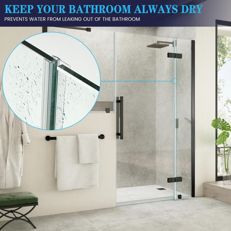 Bathroom Shower Door Seal Strip, 2PCS 78 Inch Shower Door Side Seal Strips, PVC Transparent Shower Door Seal Strip for 1/2"(12MM) Frameless Shower Door