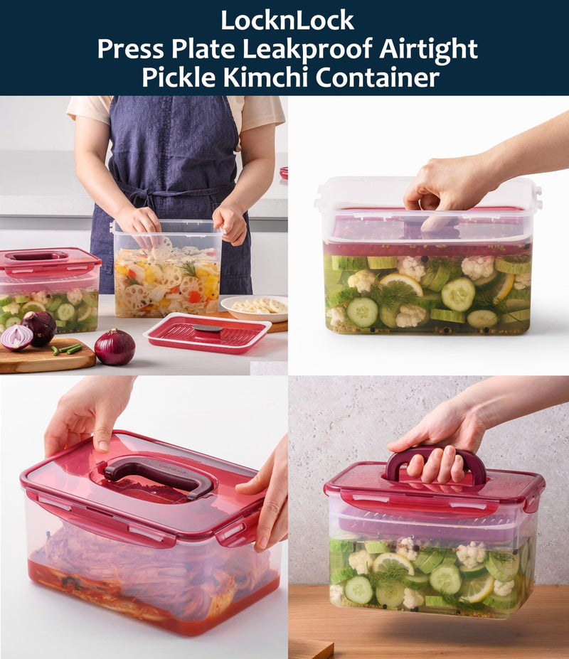 Lock & Lock BPA Free Rectangular Pickle Kimchi Press Ferment Storage Container (3.6L) 3.6L