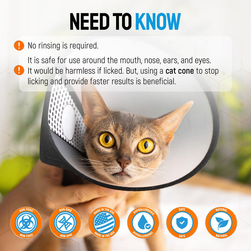 SILVER GRADE Cat Wound Care Spray with Silver – Wounds, Rashes, Hot Spots, Itch, Scratching, Irritation, Bites & Burns – Use a Cat Cone to Prevent Licking – Safe Formula – 4 Oz