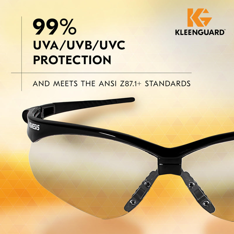 KleenGuard™ V30 Nemesis™ Safety Glasses (25676), Clear Lenses, Black Frame, Unisex Eyewear for Men and Women (12 Pairs/Case)