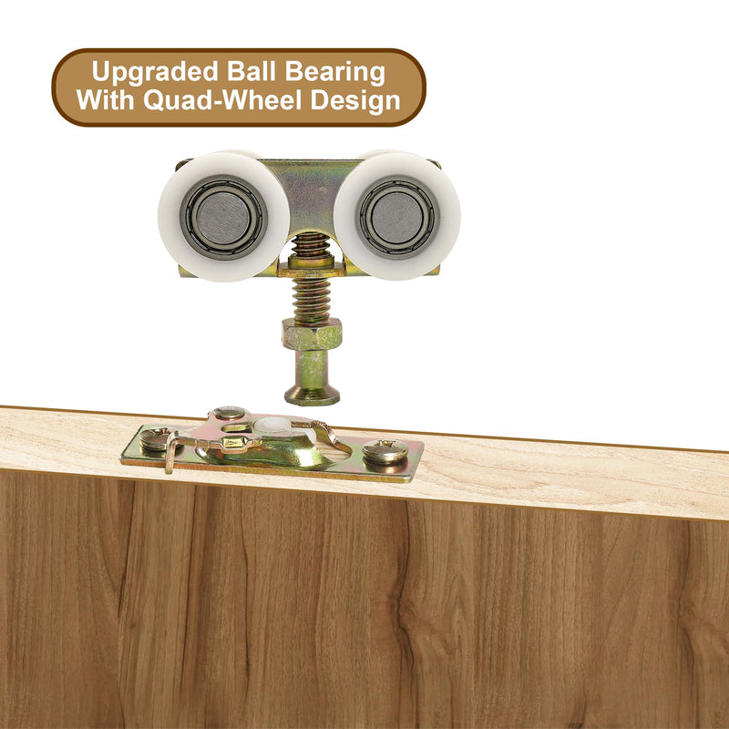 3/4" RV Pocket Door Ball Bearing Hangers Fit Johnson Part #1025, #JR20565 & #H530, Works with 111/118F Series Track, Upgraded Quad Rollers, 13/16" C.T.C, Min. 1" Thick Doors, 2 Pack N 6847 Quad