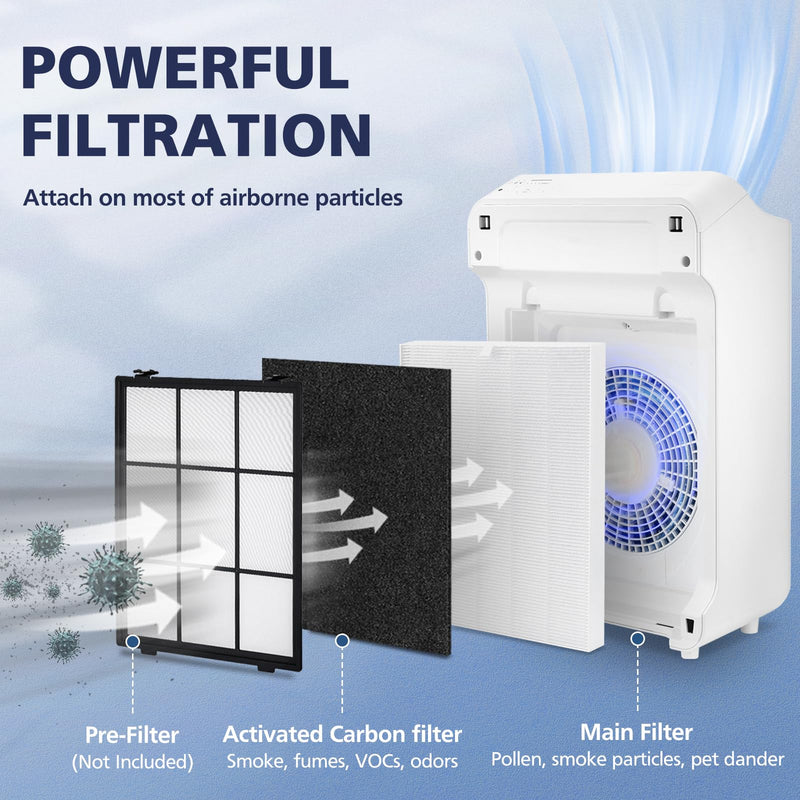 2 Pack C545 Replacement Filter S Compatible with Winix C545 Air Purifier Standard - 2 HEPA + 8 Carbon Filters