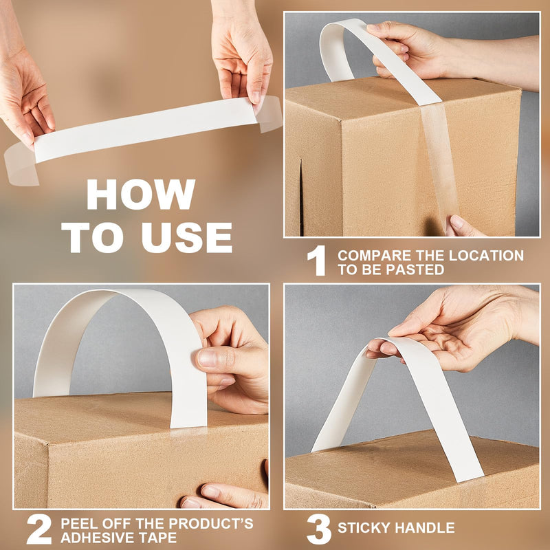 Frienda 100 Pcs 30 Pounds Carry Load Adhesive Carry Handle Plastic and Foam Self Adhesion Carrying Handle Strap Heavy Duty Package Handles for Boxes and Bags Packing Grip Moving Lifting Carrying