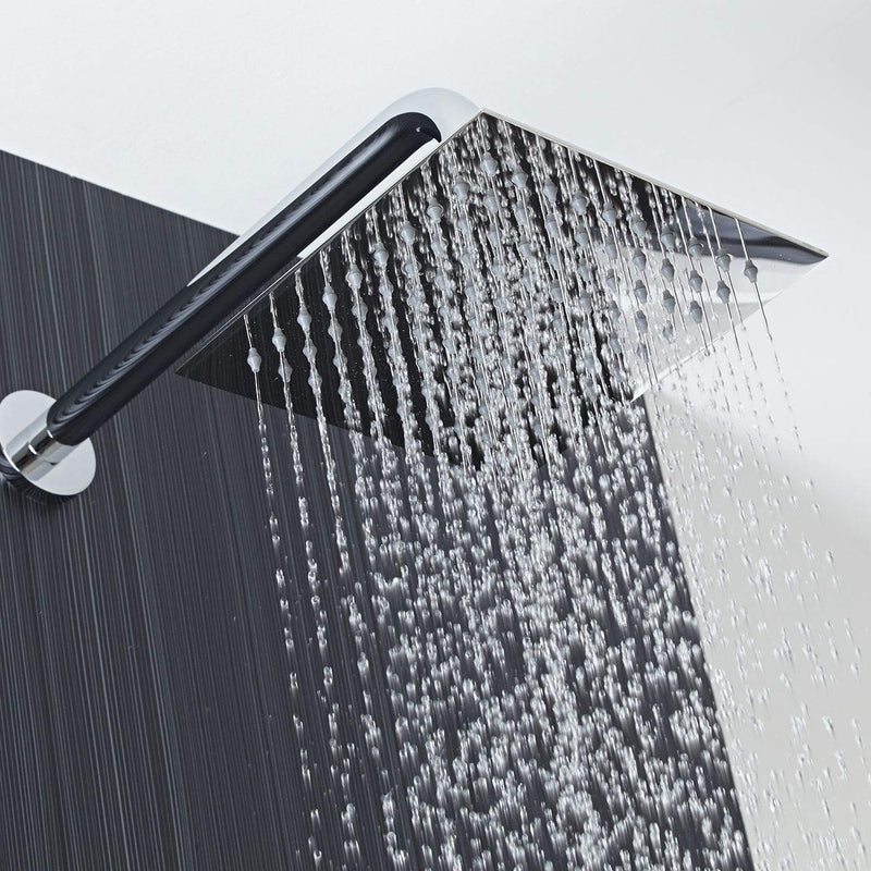 Voolan Rain Shower Head - High Flow Large Rainfall Shower Heads Made of Stainless Steel - Waterfall Bathroom Square Showerhead - Ceiling or Wall Mount (12" Brushed Nickel) 12 Inch