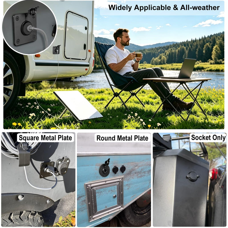 Starlink Mini Waterproof Wall Pass Through Kit, 5.5×2.1mm Adapter Included, Cable Entry Port, Starlink Mini Accessories fo RV/Van/Boat/Battery Box (Starlink mini DC Female to DC Female)